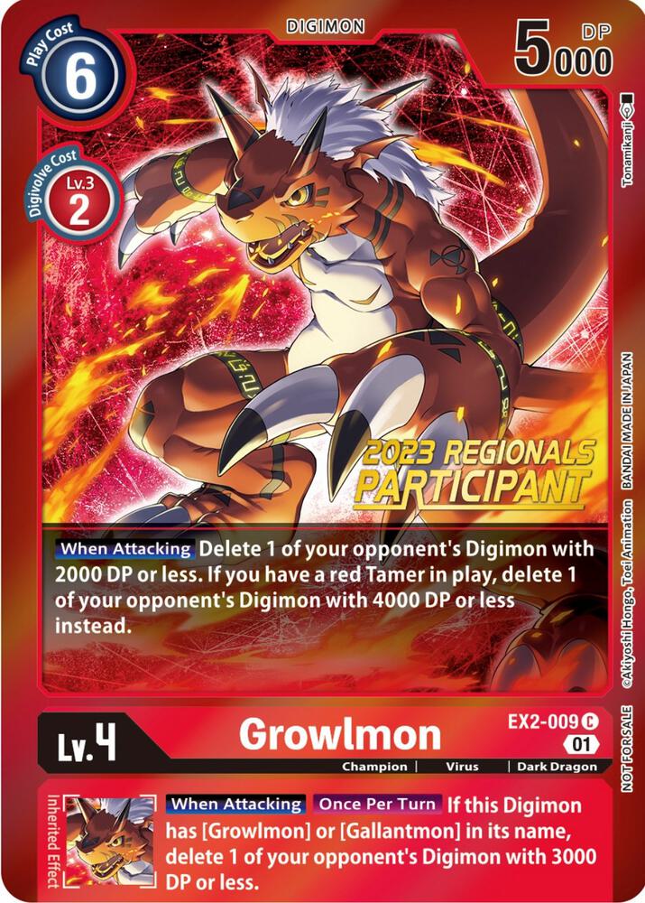 Growlmon (2023 Regionals Participant) card image