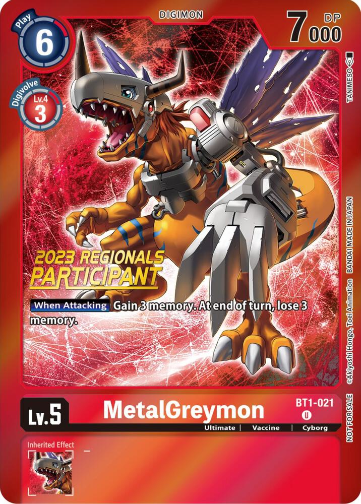 MetalGreymon - BT1-021 (2023 Regionals Participant) card image