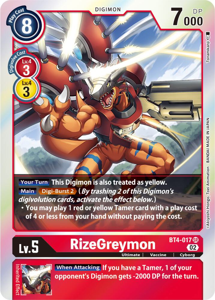 RizeGreymon - BT4-017 (Resurgence Booster Reprint) card image