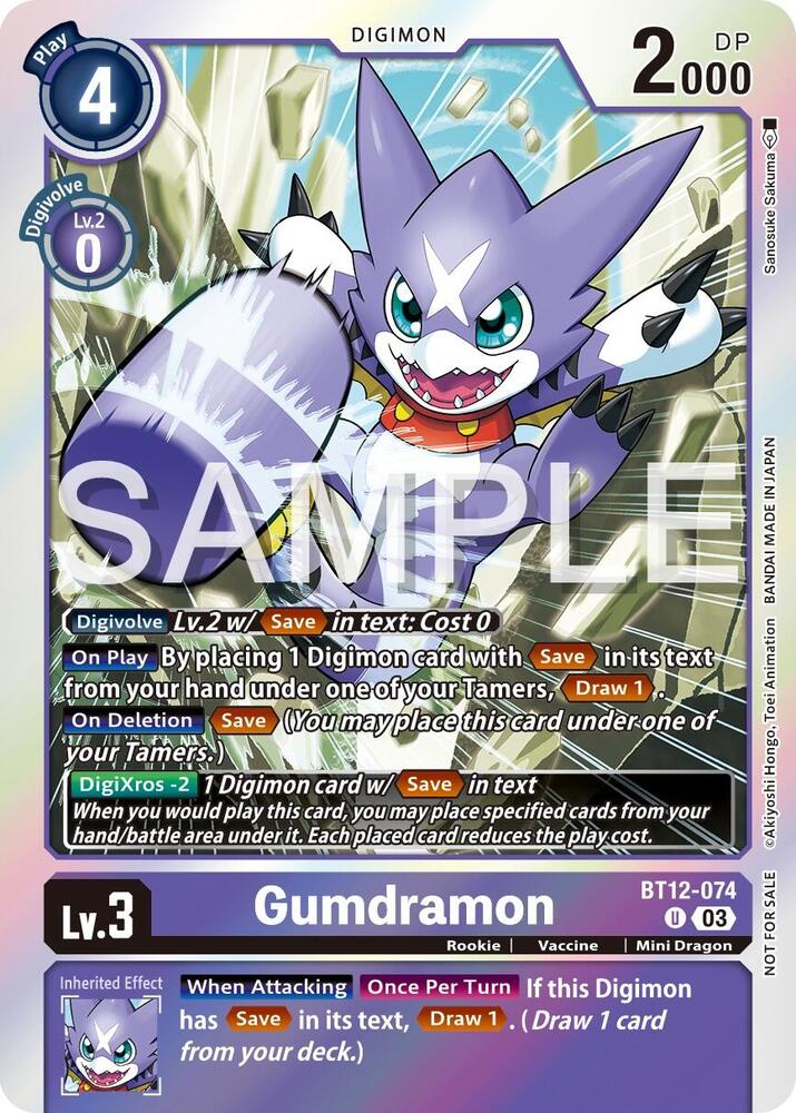 Gumdramon - BT12-074 (Official Tournament Vol.13 Winner Pack) card image