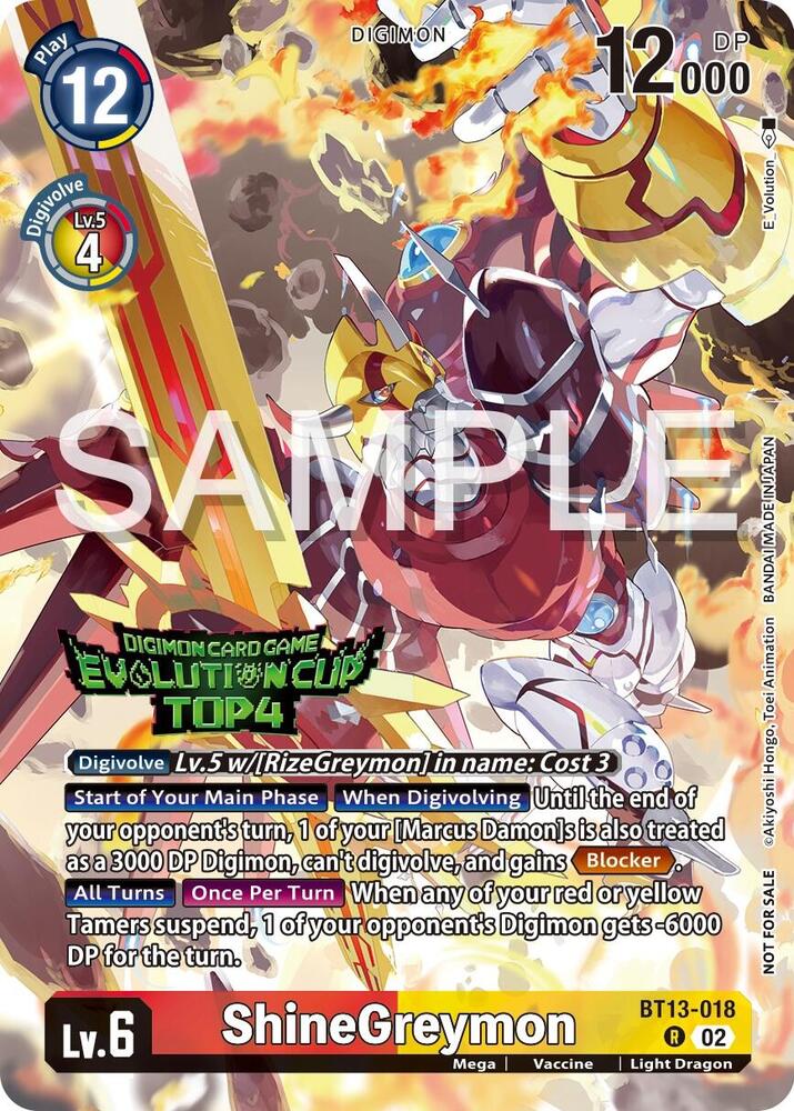 ShineGreymon - BT13-018 (2024 Evolution Cup Top 4) card image