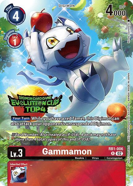 Gammamon - RB1-006 (August 2024 Evolution Cup Top 4) card image