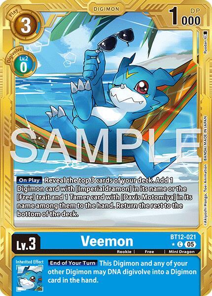 Veemon - BT12-021 (Gold Border) card image
