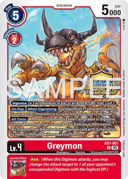 Greymon - AD1-001 (World Championship 26–27 Regionals Season 1) card image