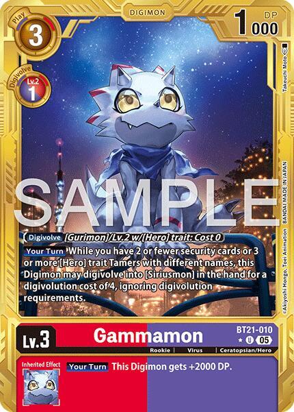 Gammamon - BT21-010 (Gold Border) card image