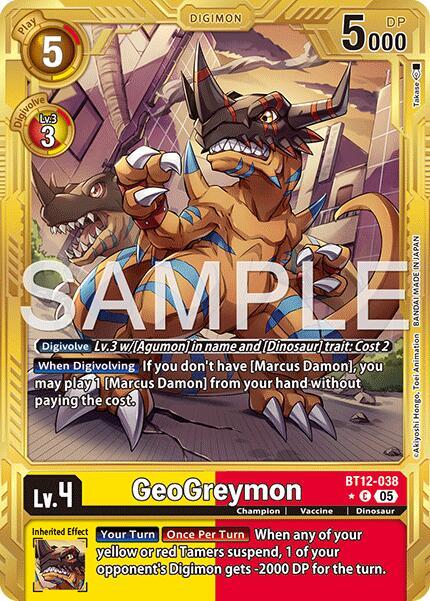 GeoGreymon - BT12-038 (Gold Border) card image