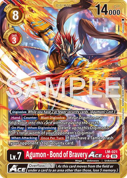 Agumon - Bond of Bravery ACE (Gold Border) card image