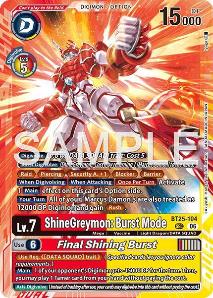 ShineGreymon: Burst Mode // Final Shining Burst card image