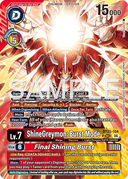 ShineGreymon: Burst Mode // Final Shining Burst (Alternate Art) card image