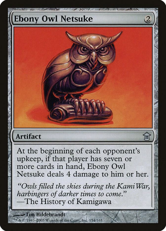 Ebony Owl Netsuke card image