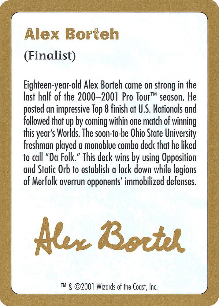 2001 Alex Borteh Biography Card card image