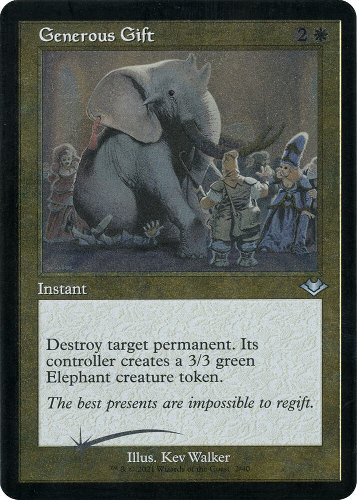 Generous Gift (Retro Frame) (Foil Etched) card image