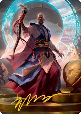 Teferi, Who Slows the Sunset Art Card (Gold-Stamped Signature) card image