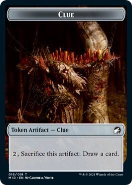 Clue // Emblem - Teferi, Who Slows the Sunset Double-Sided Token card image