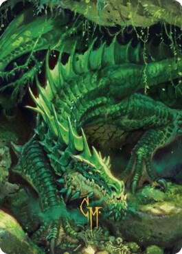 Adult Green Dragon Art Card (Gold-Stamped Signature) card image