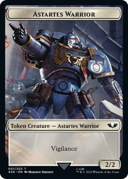 Astartes Warrior (001) // Clue Double-Sided Token (Surge Foil) card image
