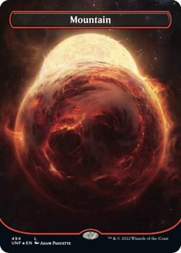 Mountain (494) (Borderless) (Galaxy Foil) card image