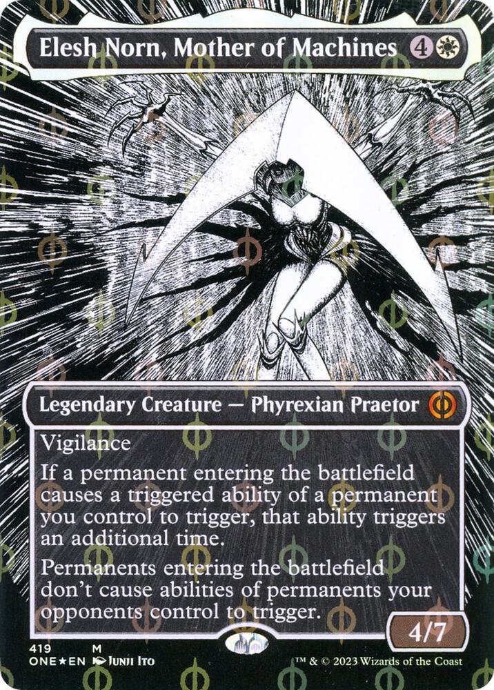 Elesh Norn, Mother of Machines (Borderless) (Step-and-Compleat Foil) card image