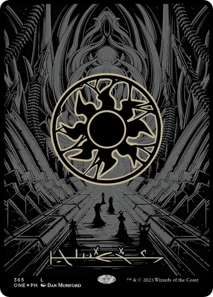 Plains (Phyrexian) - Full Art (Oil Slick Raised Foil) card image