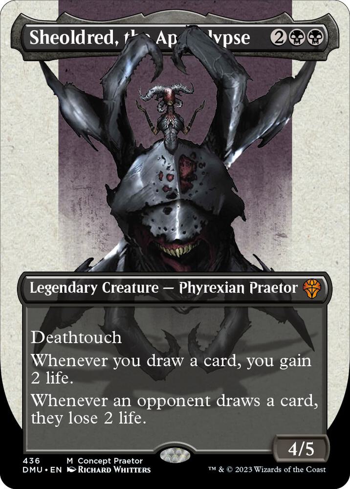 Sheoldred, the Apocalypse (Concept Praetor) (Step-And-Compleat Foil) card image