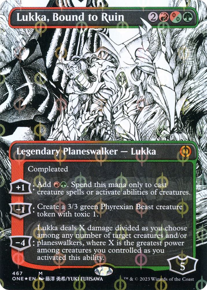 Lukka, Bound to Ruin (Borderless) (Step-And-Compleat Foil) card image