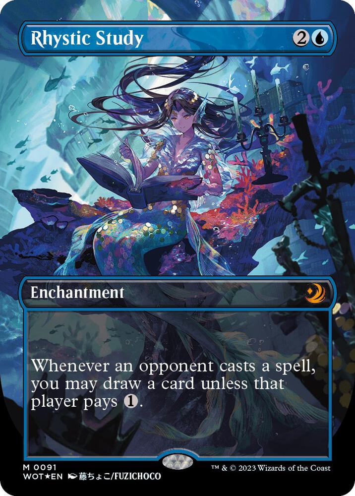 Rhystic Study (Anime Borderless) (Confetti Foil) card image