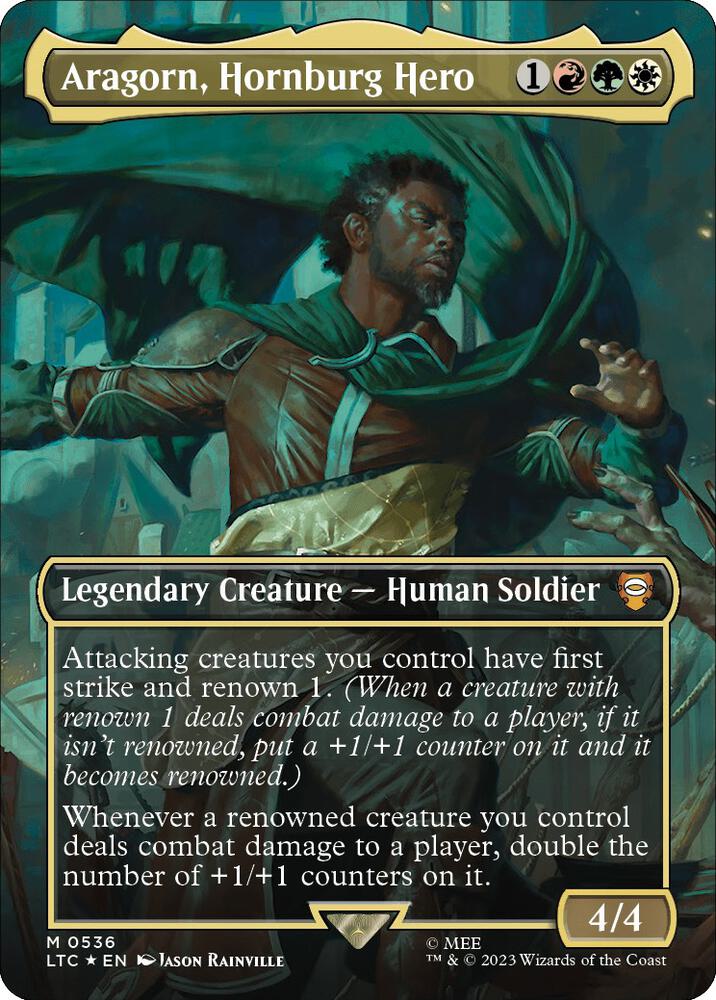Aragorn, Hornburg Hero (Borderless) (Surge Foil) card image