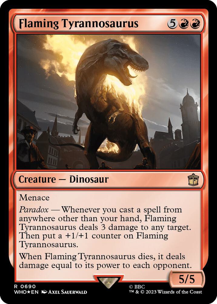 Flaming Tyrannosaurus (Surge Foil) card image