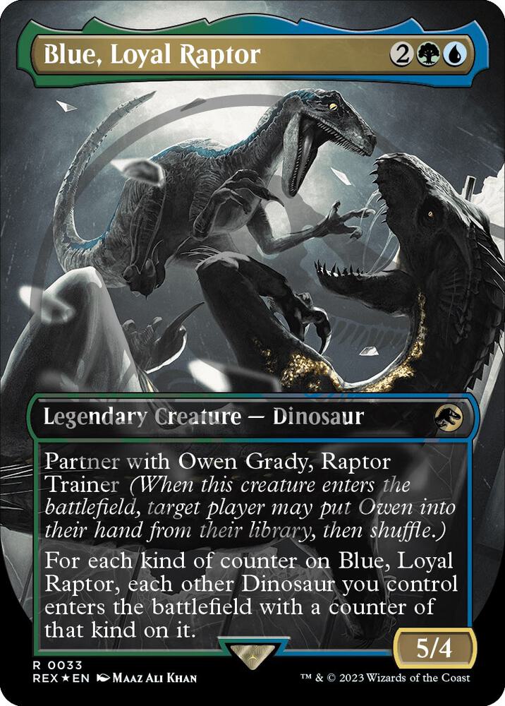Blue, Loyal Raptor (Borderless) (Emblem) card image
