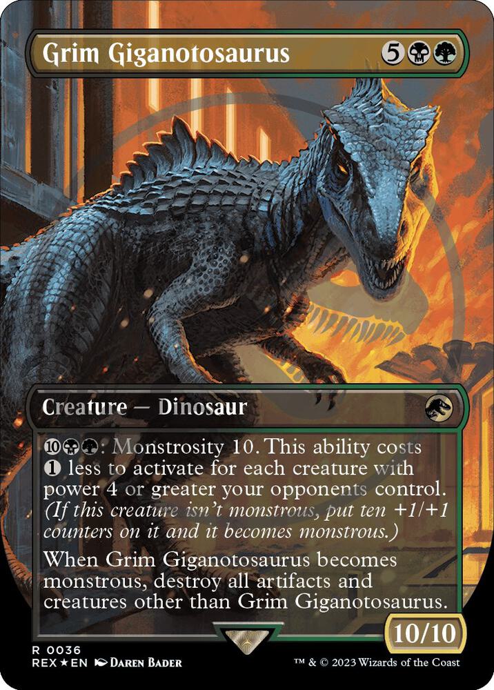 Grim Giganotosaurus (Borderless) (Emblem) card image