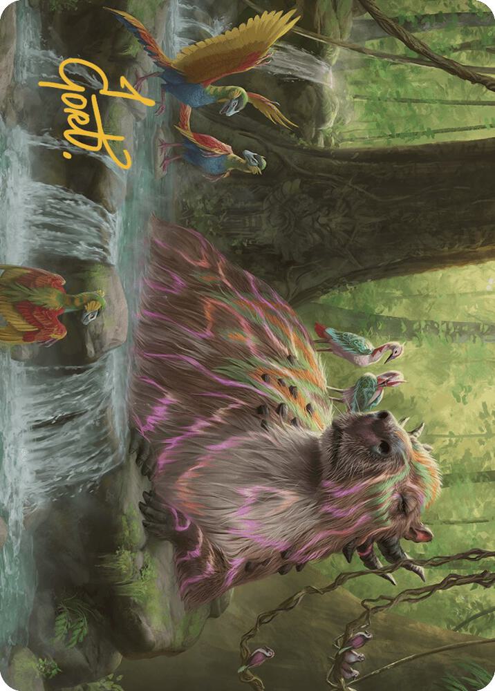 Basking Capybara Art Card (Gold-Stamped Signature) card image