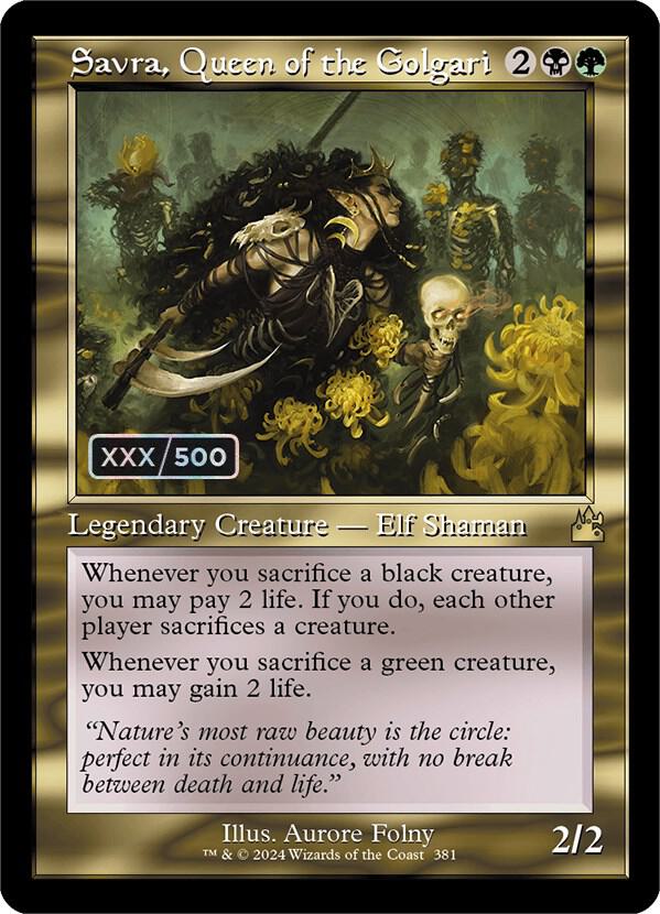 Savra, Queen of the Golgari (Retro Frame) (Serial Numbered) card image