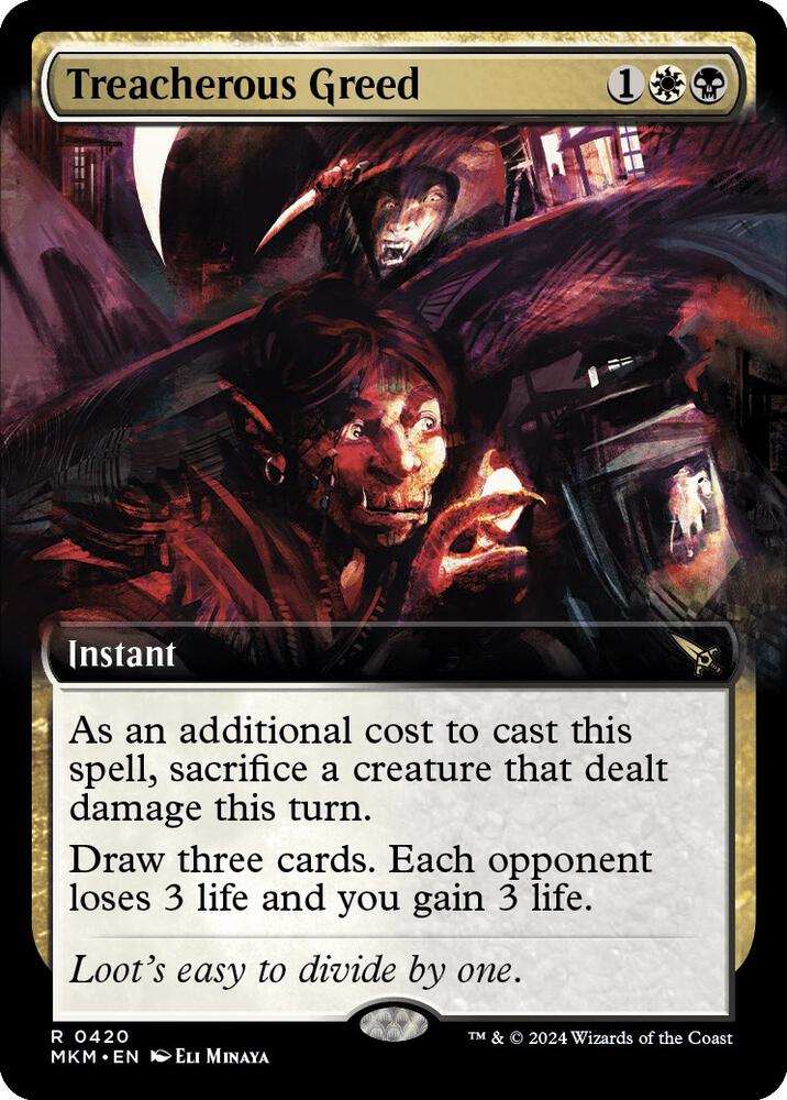 Treacherous Greed (Extended Art) card image