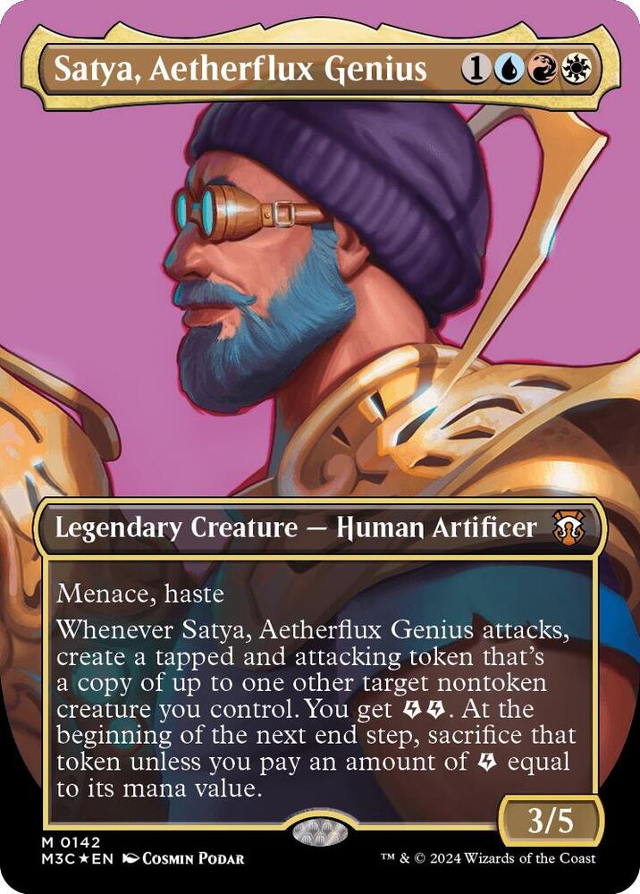 Satya, Aetherflux Genius (Borderless) (Ripple Foil) card image
