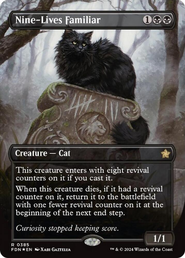 Nine-Lives Familiar (Borderless) (Mana Foil) card image