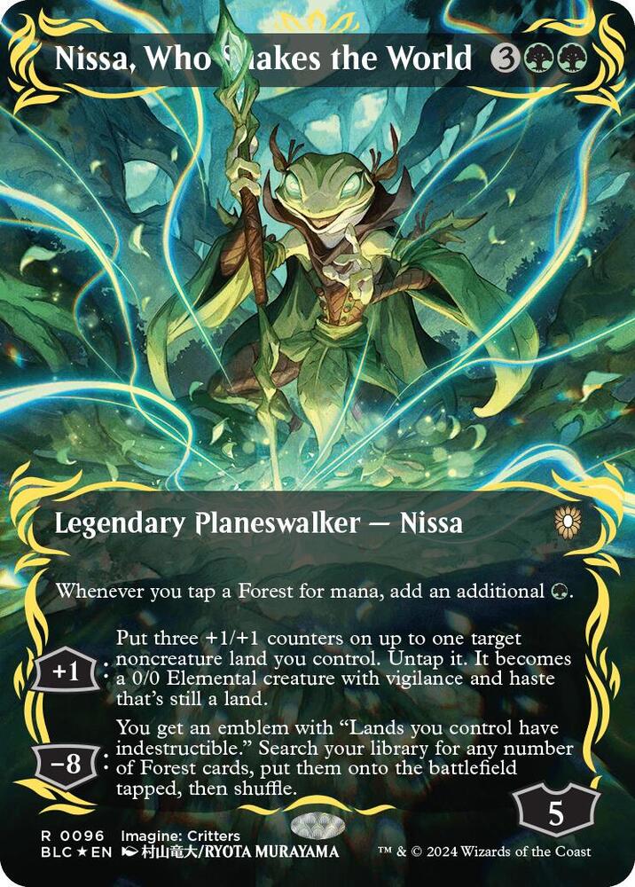 Nissa, Who Shakes the World (Borderless) (Raised Foil) card image