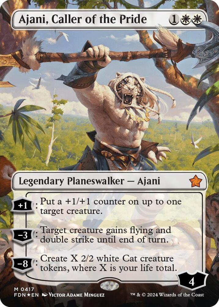 Ajani, Caller of the Pride (Borderless) (Mana Foil) card image