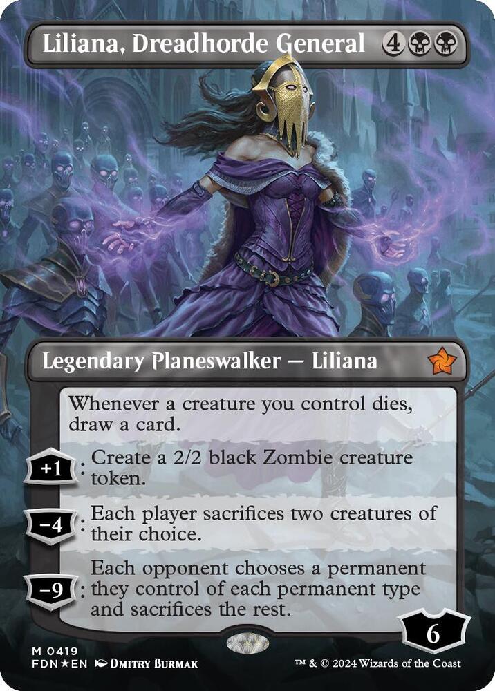 Liliana, Dreadhorde General (Borderless) (Mana Foil) card image