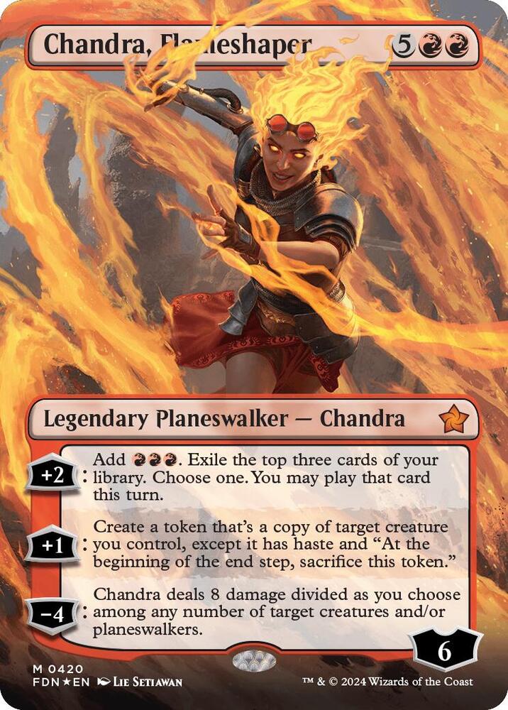 Chandra, Flameshaper (Borderless) (Mana Foil) card image