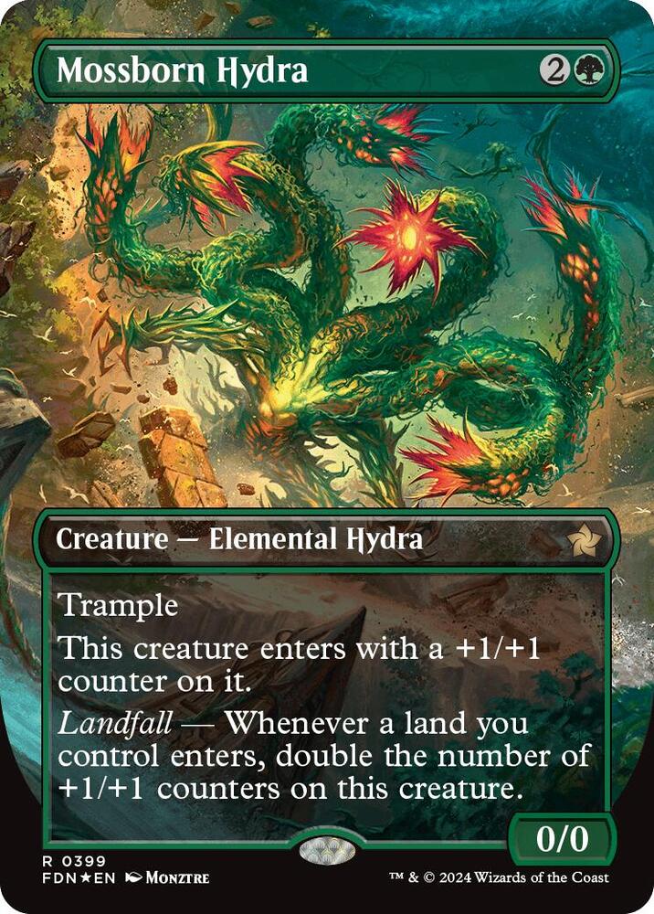 Mossborn Hydra (Borderless) (Mana Foil) card image