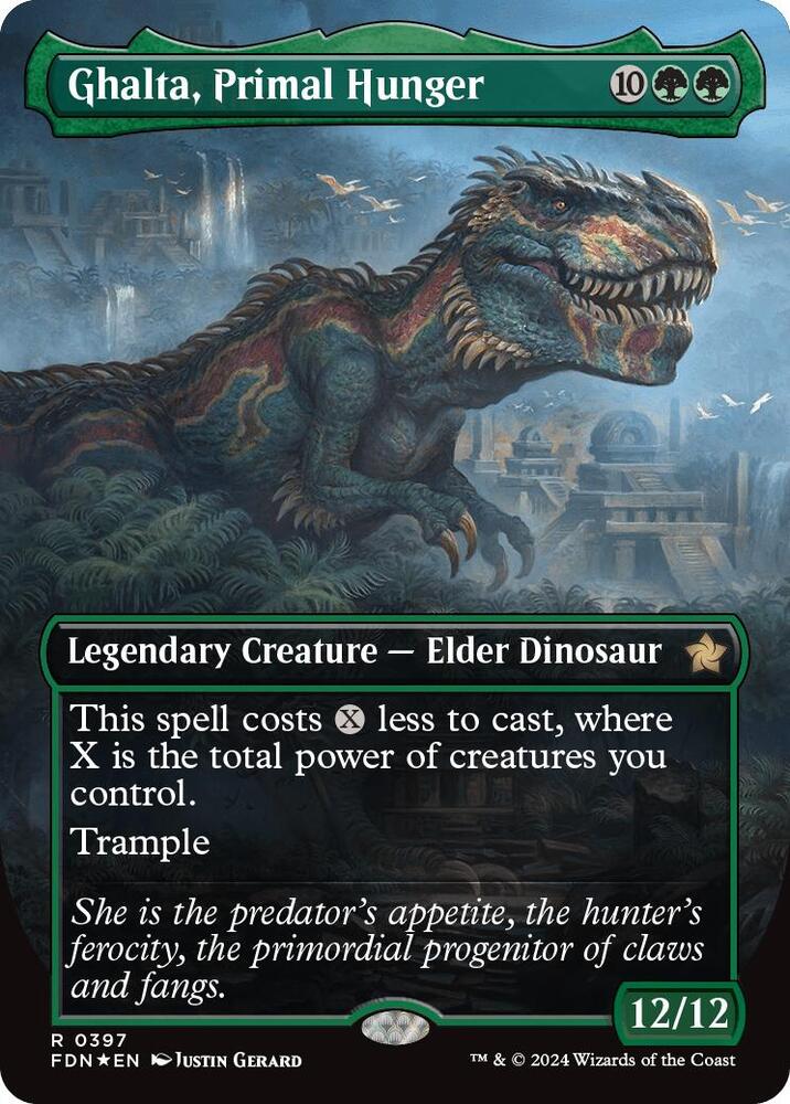 Ghalta, Primal Hunger (Borderless) (Mana Foil) card image