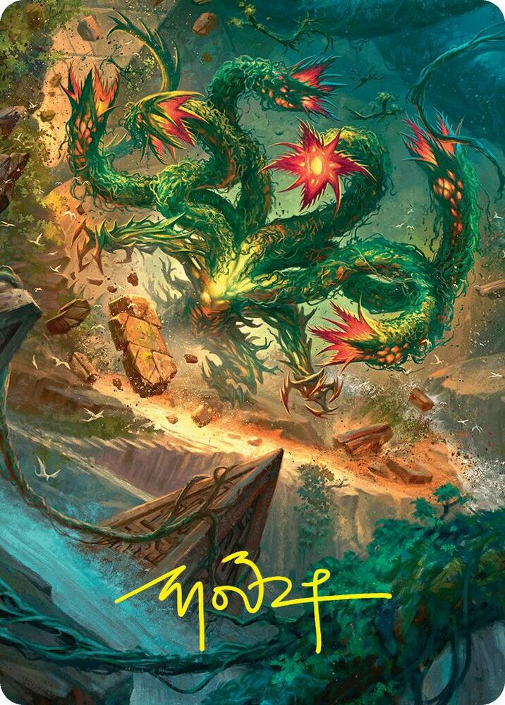Mossborn Hydra Art Card (42/54) (Gold-Stamped Signature) card image