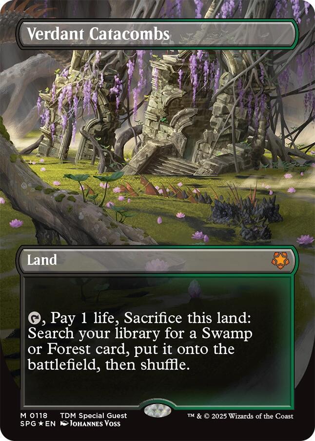 Verdant Catacombs (Borderless) (Dragonscale Foil) card image