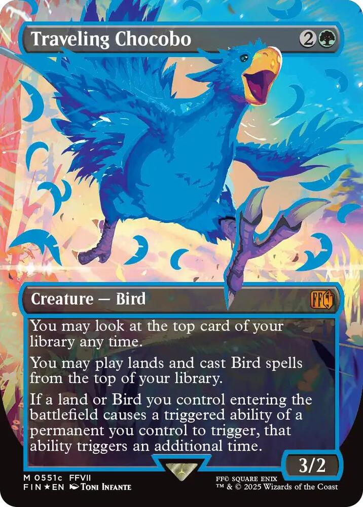 Traveling Chocobo (Borderless) (Neon Ink Blue) card image