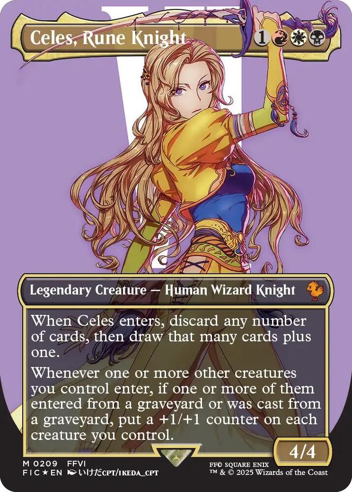 Celes, Rune Knight (Borderless) (Surge Foil) card image