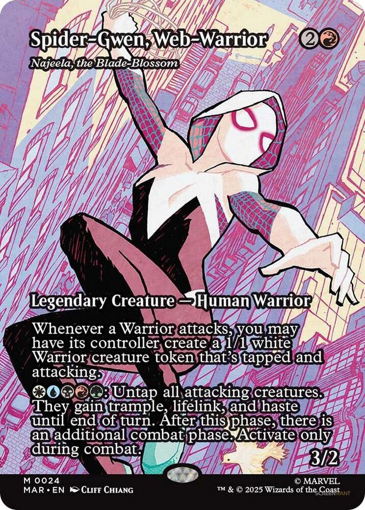 Spider-Gwen, Web-Warrior - Najeela, the Blade-Blossom (Borderless) card image