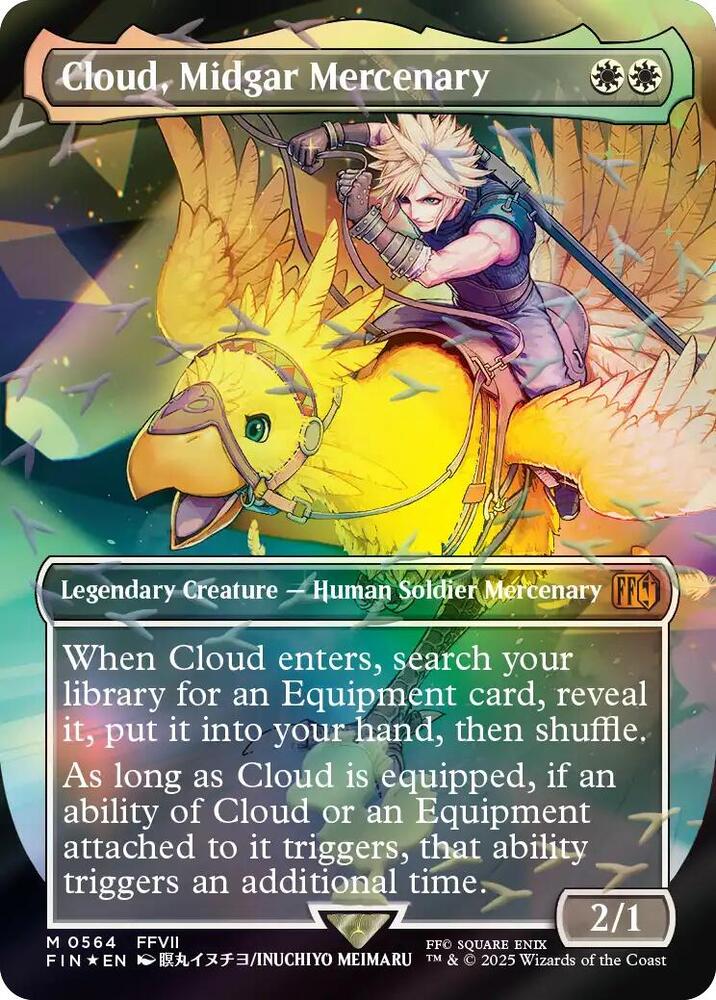 Cloud, Midgar Mercenary (Borderless) (Chocobo Track Foil) card image