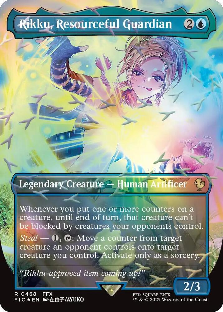 Rikku, Resourceful Guardian (Borderless) (Chocobo Track Foil) card image