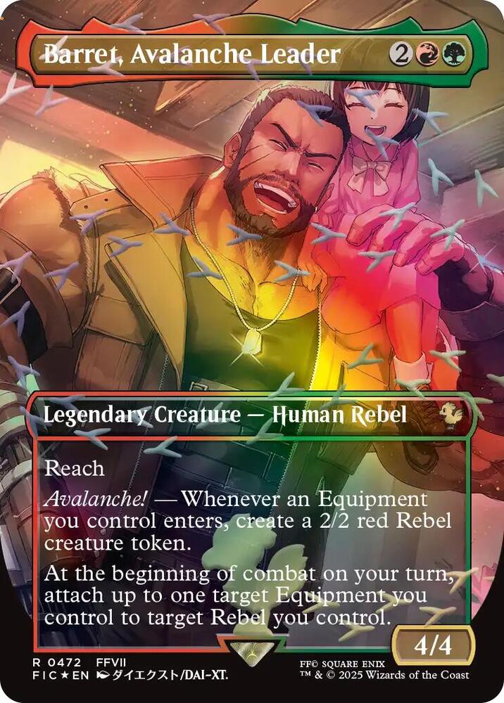 Barret, Avalanche Leader (Borderless) (Chocobo Track Foil) card image