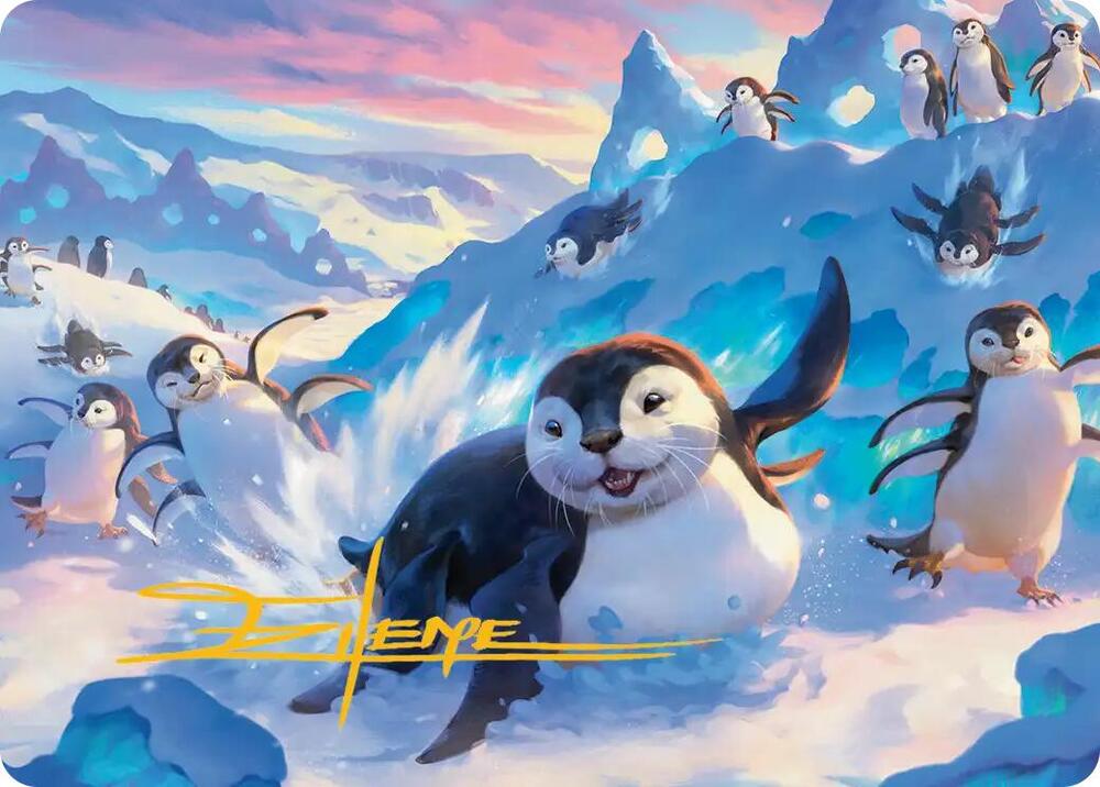 Otter-Penguin Art Card (Gold-Stamped Signature) card image